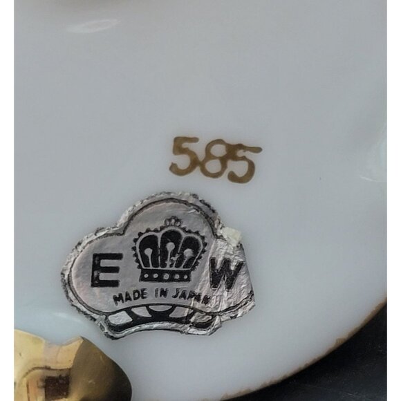 Vintage EW Japan 585 Victorian Porcelain Demitasse Cup & Saucer Set w/ Gold Trim - Picture 7 of 13